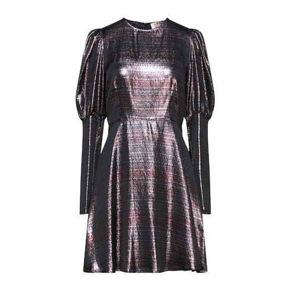 Black Coral NWT Waist Fitted Metallic Stripe Dress in Purple Size IT 44/US 8 - Picture 1 of 10